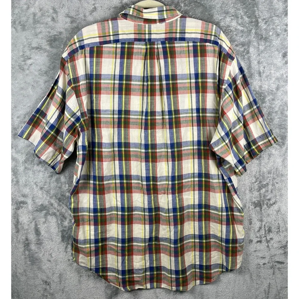 Ralph Lauren Vintage Plaid‎ Button Down Shirt Men's XL Classic Fit Retro 90s
